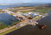 Ponte Vila Verde-Alqueidão : Trabalhos para execução de segundo pilar no rio a decorrer